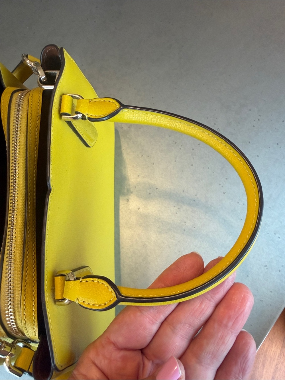 Kate Spade Tippy Small Triple Compartment Grain Leather Satchel In Chartreuse - Picture 5 of 13